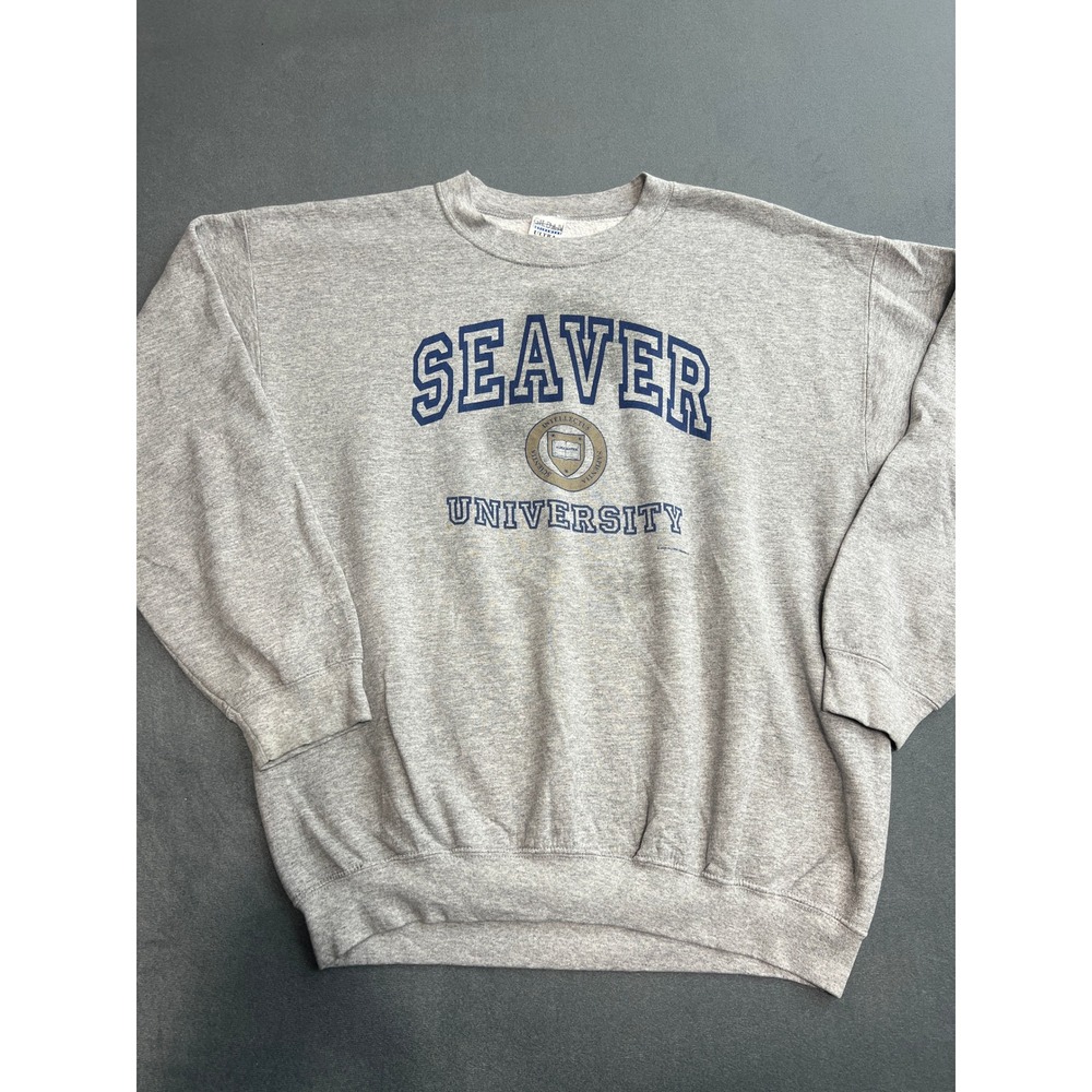 Gildan Seaver University Sweatshirt Mens Large Gray Crewneck Heavy Pullover L